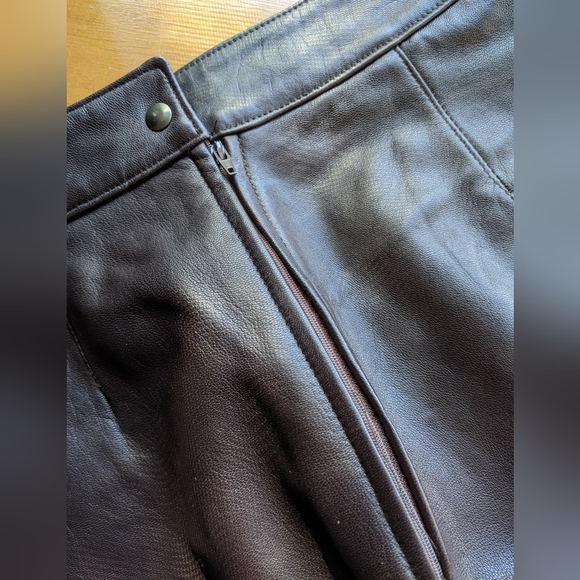 Brown Genuine Leather Pants Sz 4 - Picture 3 of 14